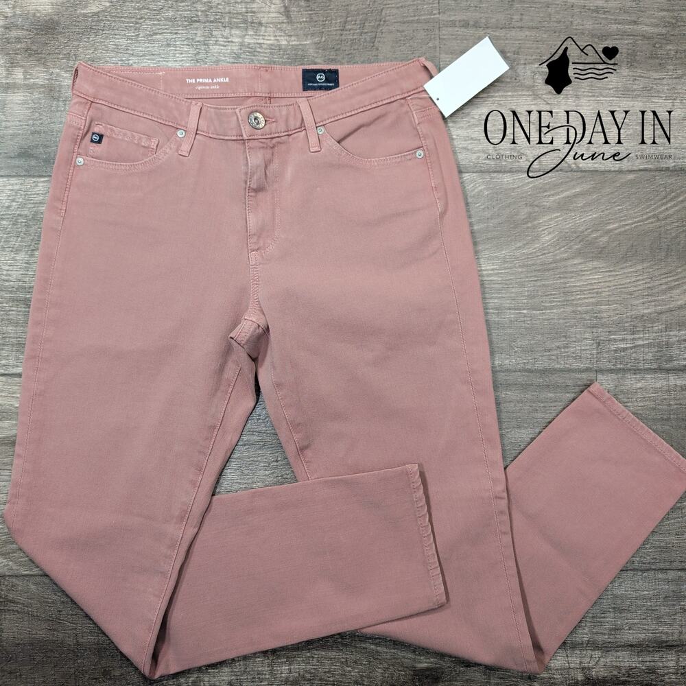 AG Adriano Goldschmied The Prima Ankle Cigarette Jeans Rose Pink NWT Size 4 (27)